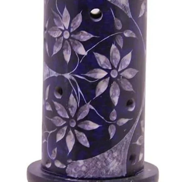 Marble Soapstone Blue Incense Stick HolderCandle BurnerTea Light Holder -